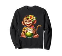 Baby Monkey Tropical Drink Hawaiian Flowers Sweatshirt