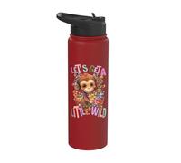 Baby Monkey with Flowers a Little Wild ape Monkeys Daughter Stainless Steel Insulated Water Bottle