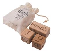 Baby Month Blocks Wooden Baby Milestone Age Blocks with Weeks Months Years, Baby Photoshoot Props (Small Size,4cm)