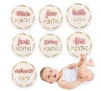 Baby Monthly Birthday Card - 7 Wooden Children's Photo Discs - Decorative Discs Marking Month, Photo Cards Evolution Birth Boys Girls