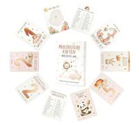Baby Monthly Cards, Box "My First Year" Baby with 50 Cards, Milestone Cards with Hand-Painted Boho Illustrations, Milestone Card Set for Birth, for Newborns and Parents