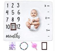 Baby Monthly Milestone Blanket for Baby Boy and Girl, Plush Fleece Baby Photography Backdrop Memory Blanket for Newborns, Baby Photo Blanket for Newborn Baby Shower