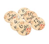 Baby Monthly Milestone Cards 6 Pcs Wooden Flower Pattern Photo Props | Double Sided Newborn Monthly Signs, Lovely Gift Set for Parents, Baby Room Decor