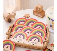 Baby Monthly Milestone Cards, Baby Growth Cards and Pregnancy Journey Milestone Markers, 1-12 Months Photo Props, Rainbow Pattern Baby Monthly Milestone Marker Discs Set, 13Pcs