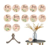Baby Monthly Milestone Cards - Milestone Cards Sign Wooden Baby Milestone Blocks,Double-Sided Photo Prop Discs, Smooth Round Baby Announcement Cards for Baby Shower