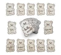 Baby Monthly Milestone Cards, Wooden Discs, Gender Neutral, Teddy Bear Shaped, Baby Shower Gifts (Teddy Bear)