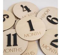 Baby Monthly Milestone, Wooden Baby Milestone Signs, Monthly Milestone Wood Discs, Baby Milestone Discs (3D Black)