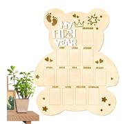 Baby Monthly Photo Board | Growth Recording Frame for Kids,Cute Wooden Picture Frame for First Birthday Adoption Day Celebration Foster Families Travel Memory Preservation