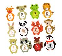 Baby Monthly Stickers 12 Sheets Paper Self Adhesive Animal Design | Adorable Creative Milestone Photo Album Props for Newborn and Infant, Won't Hurt Clothing