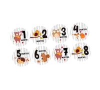 Baby Monthly Stickers 12pcs Creative round Shape Self Adhesive | Animal Pattern, Photography Prop for Newborns, Commemorate First Year, Adhesive Sticker for Baby Shower