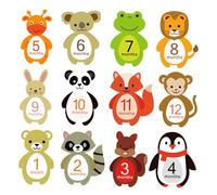 Baby Monthly Stickers Self Adhesive 12 Sheets Paper Animal Design | Milestone Photo Album Use, Repeated Paste, Easy to Wipe, Won’t Leave Glue Stain, Newborn Infant