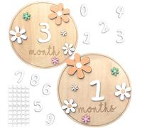 Baby Monthly Wooden Milestone Cards, 0-12 Months Baby Growth Record Photography Props Gift Sets for Babies Newborns Toddlers Baby Shower