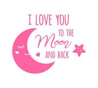 Baby Moon I Love You to The Moon and Back Lettering Decals 65.6x81cm Tattoo Culture Pink