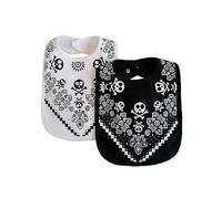 Baby Moo's 2 x Rock n Roll Cool Baby Bibs | Rock Star Baby Feeding Bib Set for Boys or Girls [2 pack, 0-3 years] - Unisex Neutral or Twin Baby Gifts
