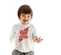 Baby Moo's Babe with The Power Baby & Kids T-Shirt | Unisex Cool Bowie Labyrinth Long Sleeve Top | Alternative Rock Baby Gifts UK (3-4 Years) White
