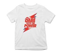 Baby Moo's Babe with The Power Baby & Kids T-Shirt | Unisex Cool Bowie Labyrinth Short Sleeve Top | Alternative Rock Baby Gifts UK