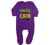 Baby Moo's Funny Baby Outfit Sleepsuit for Boys or Girls | Alternative TALES FROM THE CRIB - Halloween, Goth Baby Clothes, or Baby Gift UK (6-12 Months) Purple