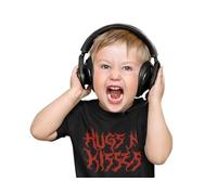 Baby Moo's Funny HUGS n Kisses Heavy Metal Band Baby & Kids T-Shirt | Unisex Cool Rock Music Short Sleeve Top | Alternative Kids Gifts UK (6-12 Months) Black