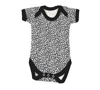 Baby Moo's Leopard Print Baby Grow | Unisex Black & White Animal Print Cute Bodysuit Vest - Cool Alternative New Baby Gifts UK (0-3 months)