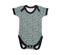 Baby Moo's Leopard Print Baby Grow | Unisex Emerald Green Animal Print Cute Bodysuit Vest - Cool Alternative Baby Shower Gifts UK (0-3 months)