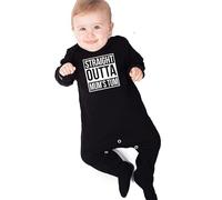 Baby Moo's STRAIGHT OUTTA Hip Hop Baby Sleepsuit | Unisex Rap Music NWA Romper Outfits - Cool Alternative UK (6-12 months) White