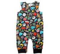 Baby Moo's Tattoo Baby Romper | Unisex Cool Traditional Flash Tattoo Sleeveless Dungarees - Alternative Rock n Roll UK (3-6 months)