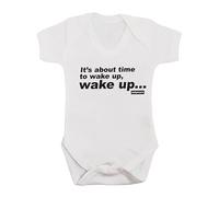 Baby Moo's WAKE UP WAKE UP Baby Grow | Unisex Cool Oasis Indie Rock Music Funny Bodysuit Vest - Alternative Gallagher Baby Shower Gifts UK (0-3 months)