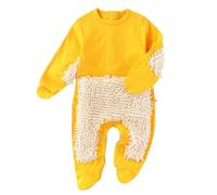 Baby Mop Costume Bodysuit - for Crawling Floor Cleaning, Pretend Play Outfit, Infant Size 6-12 Months, White#G