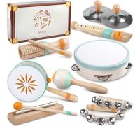 Baby Musical Instruments - Montessori Musical Toys for Toddlers, Wooden Percussion Instruments Set, Neutral Colours Music Toys, Preschool Educational Gifts for Kids (Musical Toy Set)