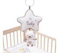 Baby Musical Toy - Hangable Bunny Stroller Rattle Toy - Cute Lullaby Bunny Doll Sensory Companion for Early Learning Bassinet Cribs Pram Car Seat Pushchair