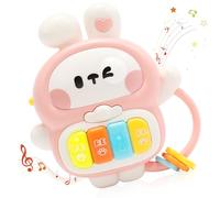 Baby Musical Toys 6-12 Months, Rabbit Piano for Baby Musical Toys for Toddlers 1-3, Busy Board with Music & Light, Birthday Toy for Infant Toddler 1 Year Old Boy Girl Gifts (Pink)