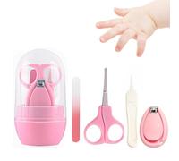 Baby Nail Care Set of 4, Pink, Baby Nail Scissors, Nail Scissors, Nail File, Nose Grange, Baby, Baby Care Set, Mother and Baby Accessories