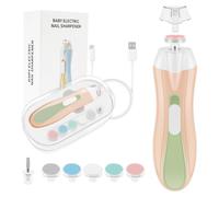 Baby Nail File Electric,Adjustable Speed Baby Nail Trimmer Kit,Baby Nail Clipper Electric Rechargeable for Newborn/Infants/Adults Toenails and Fingernails, 6Grinding Head Replacement Pads(Pink)