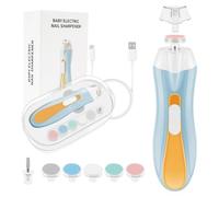 Baby Nail File Electric,Adjustable Speed Baby Nail Trimmer Kit,Baby Nail Clipper Electric Rechargeable for Newborn/Infants/Adults Toenails and Fingernails, 6Grinding Head Replacement Pads(Blue)