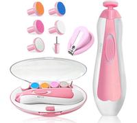 Baby Nail Filer and Baby Nail Clippers with Light Set, Electric Infant Nail Trimmer Kit, Safe Baby Grooming Kit, for Newborn Toddler Kids Toes and Fingernails, Polish and Trim (Pink1)