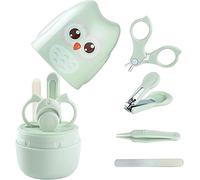 Baby Nail Kit Set 4-in-1 Nail Clippers,Scissor, Nail File, Tweezer, Cute Cartoon Owl Baby Grooming Kit with Storage Box Nail Repair Care Maintain Hygiene for Newborn Toddler Baby boy Girl (Green)