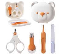 Baby Nail Kit with Bear Case 5-in-1 Baby Nail Care Set with Safety Baby Nail Scissors Baby Nail Clippers Baby Nail File for Newborn Essential Grooming Kit with Storage Case