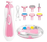 Baby Nail Trimmer Electric, 6 in 1 Rechargeable Baby Nail Clippers Manicure Set Grooming Kit for Toddler Infant or Adults (Pink)