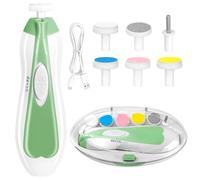 Baby Nail Trimmer Electric, 6 in 1 Rechargeable Baby Nail Clippers Manicure Set Grooming Kit for Toddler Infant or Adults (Green)