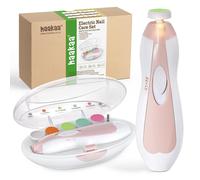 haakaa Baby Nail Trimmer Electric Safe Baby Nail Clippers Baby Nail File Kit Manicure Set, Trim Polish Grooming kit for Newborn Toddler or Adults Toes Fingernails, 6 Grinding Heads and LED Light, Pink