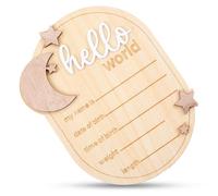 Baby Name Announcement Sign 6.3 Inch Wooden Hello World Newborn Welcome Sign Moon And Stars Baby Welcome Signs Baby Birth Announcement Signs Baby Name Plaque for Photo Props Baby Shower Hospital
