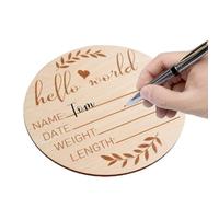 Baby Name Sign, Photo Props, Wooden Babies Birth Tag 5.9Inch, Births Moon and Stars Greeting Identity Announcement for Welcome New Arrival Come Girls Gift