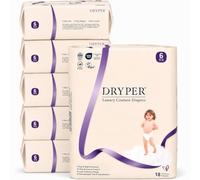 Baby Nappies Size 6 DRYPER 108ct Oeko-TEX Hypoallergenic Soft Diapers 16kg+