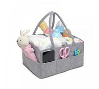 Baby Nappy Caddy - Nursery Storage Bin and Car Organizer for Diapers and Baby Wipes - Grey