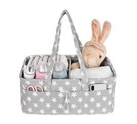 Baby Nappy Caddy - Nursery Storage Bin and Car Organizer for Diapers and Baby Wipes - Grey