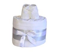 Baby Nappy Cake Gift Baby Shower, Maternity Leave Present, Birth Gift (White)