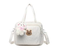 Baby Nappy Changing Bags - Baby Changing Tote with Pendant Toy, Portable Travel Diaper Bag for Pram, Equipped with An Adjustable Strap, Changing Diaper Tote for Mum Dad(White)