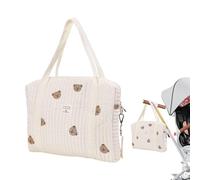 Baby Nappy Changing Tote Bag, Diaper Bag Tote Large Mommy Hospital Bag Large Capacity Cotton Baby Changing Bag Embroidery Quilted Cotton Nappy Changing Tote Bag