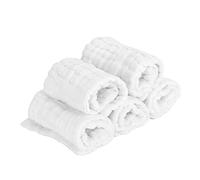 Baby Nappy Diaper, 5 Pcs Soft Cotton Gauze Reusable Diapers Multifunction Water Absorption Towel Bibs Breathable Napkin for Newborn Children Infant(White)