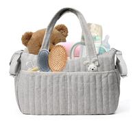 Baby Nappy Diaper Bag Organiser, Stylish Nursery Storage Basket can Hanging Stroller, Insulated Bottle Bag Zipper Safe Registry Must-Haves for Baby Shower Newborn Essentials Changing Table Gift, Grey